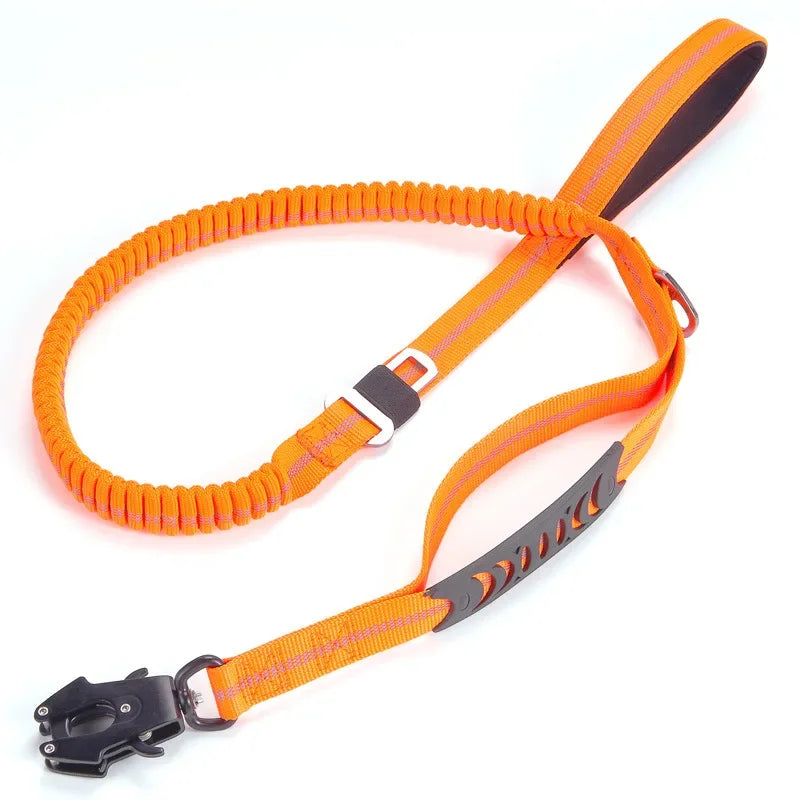 Reflective No Pull Dog Leash – Shock Absorbing Bungee with Car Safety Seatbelt