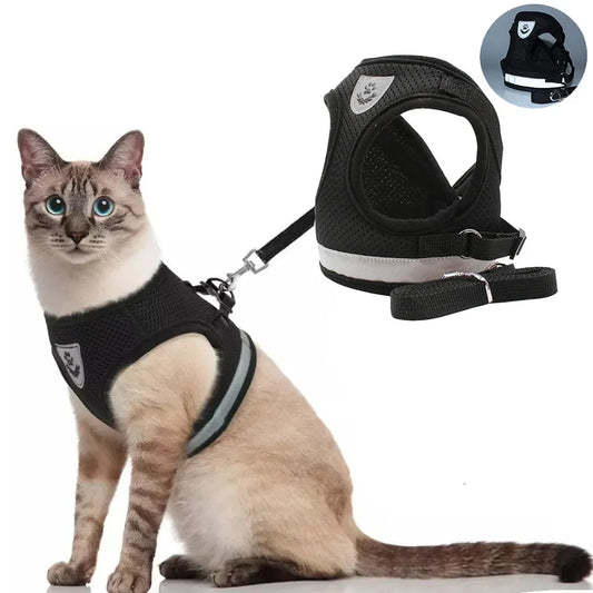 Cat & Puppy Harness Leash Combo eflective Mesh Harness