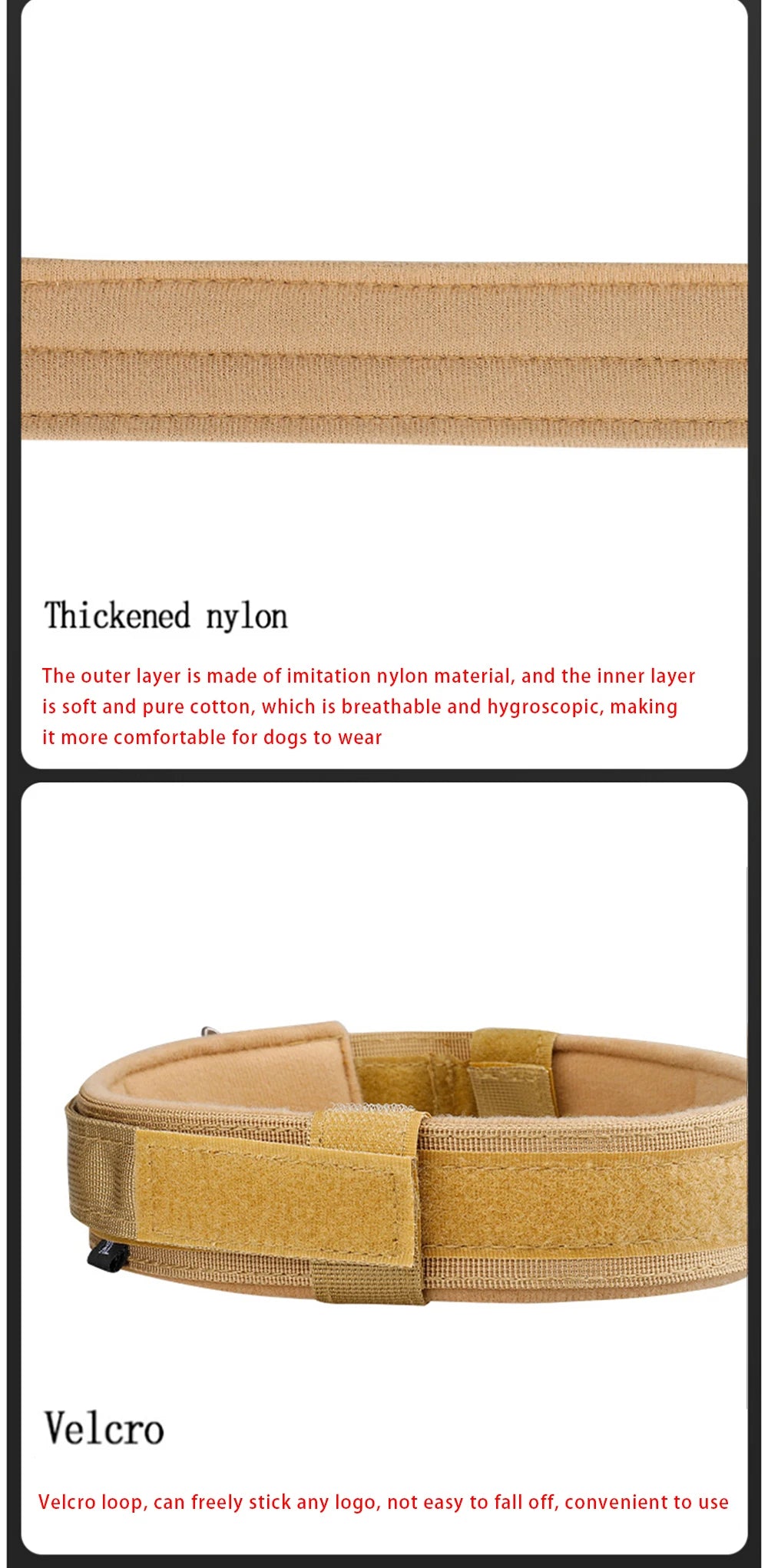 Taktisches Hundehalsband für den Außenbereich – strapazierfähiges Nylon mit Metallschnalle, atmungsaktives Design für mittelgroße und große Hunde – ideal für das Training