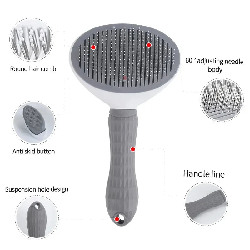 Self-Cleaning Pet Hair Removal Comb – Slicker Brush for Cats and Dogs