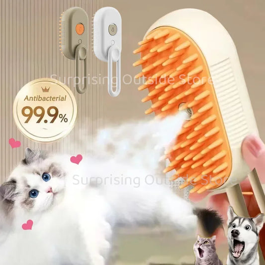 3-in-1 Cat & Dog Pet Spray Massage Brush - Steam Spray, Hair Removal & Bath Comb